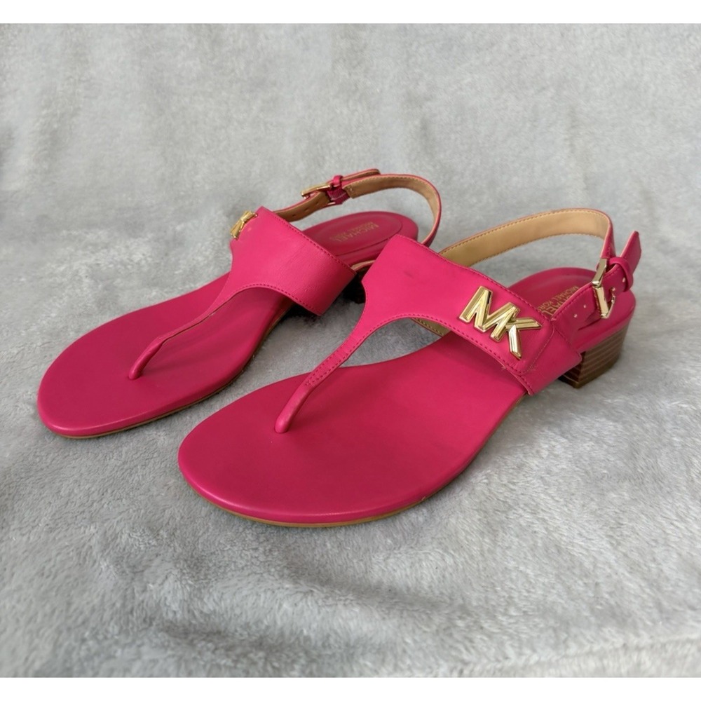 Michael Kors Pink Thong Sandals with Gold Logo